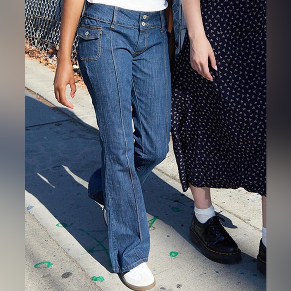 John Galt Dark Blue Agatha Low Rise Flare Jeans